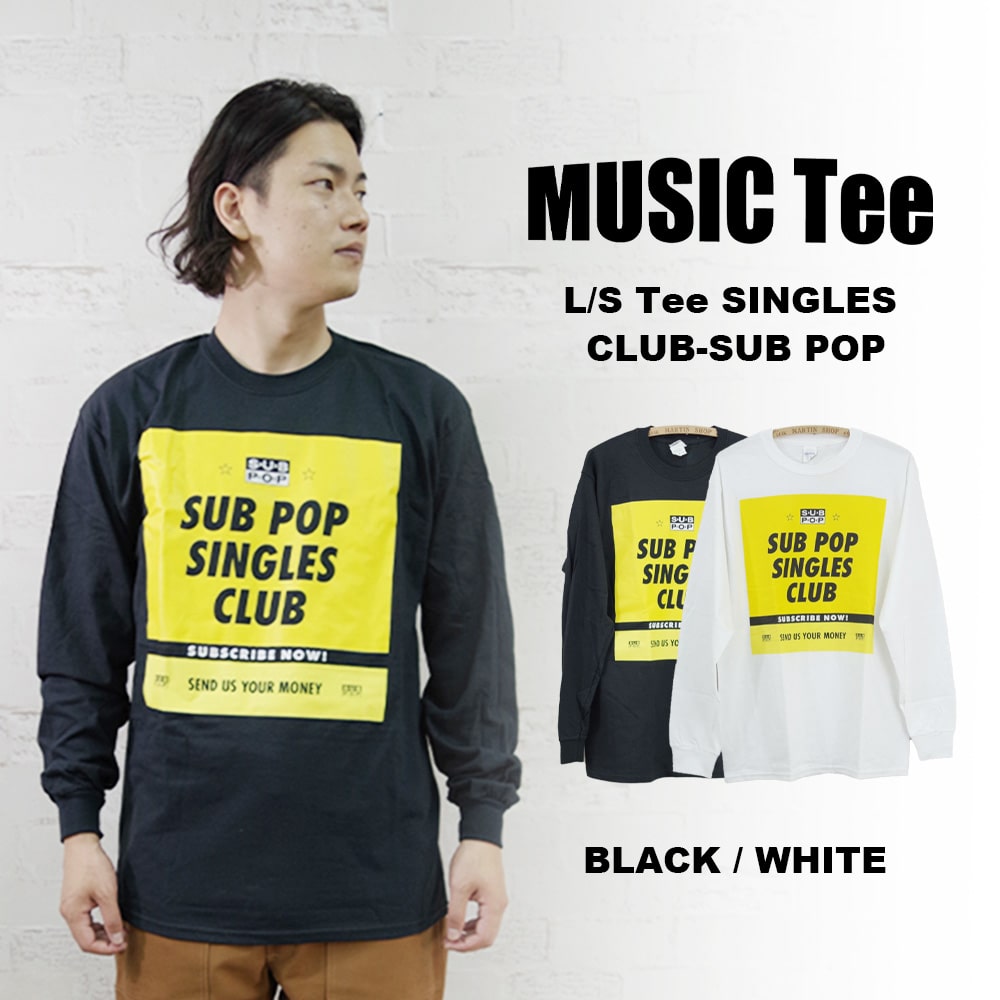 【MUSIC Tee(ミュージックティー)】L/S Tee SINGLES CLUB-SUB POP レコードハンズ サブポップ