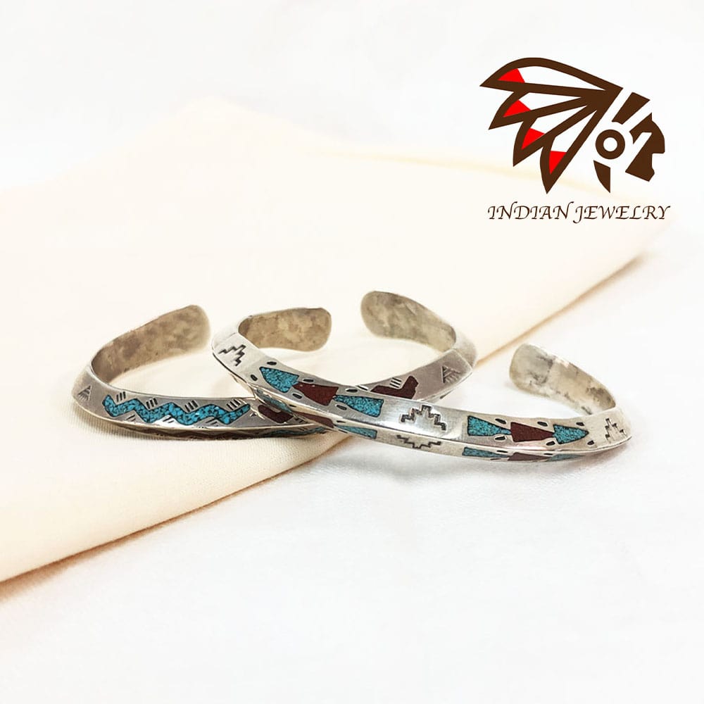 INDIAN JEWELRY(インディアンジュエリー)】Navajo Tip Inlay Bangle by 
