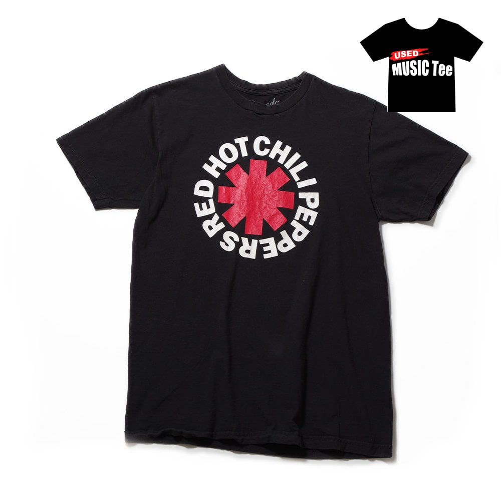 USED MUSIC Tee RED HOT CHILIPEPPERS レッチリ サークルロゴ 衿リブダメージ有