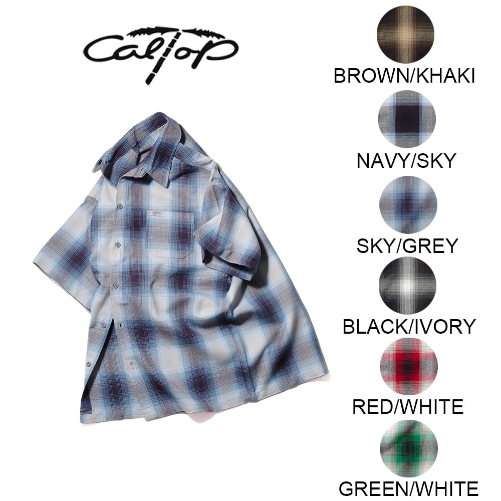 【CalTop(キャルトップ)】Made In USA OMBRE CHECK S/S SHIRT アメリカ製 オンブレチェック半袖シャツ