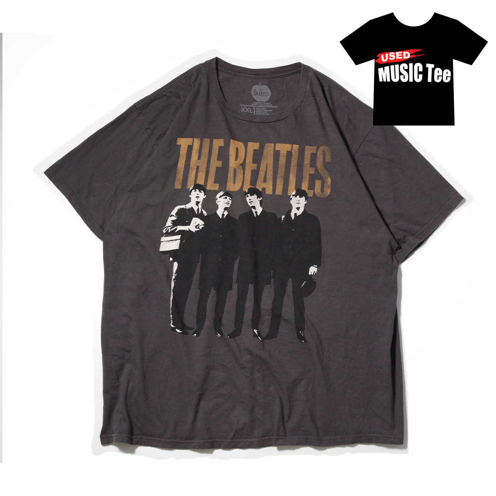 USED MUSIC Tee THE BEATLES ビートルズ 染み込みプリント チャコール XXL