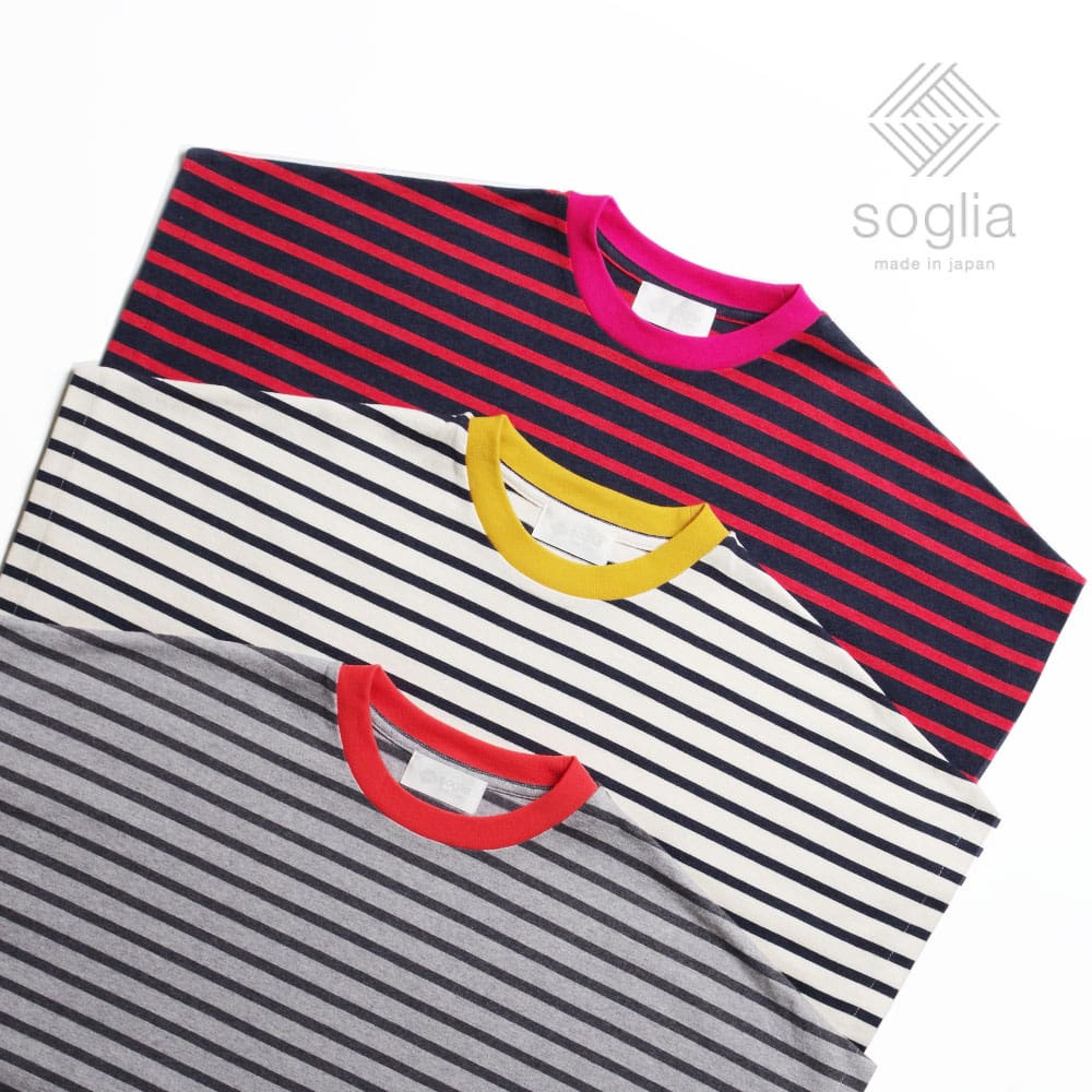 【Soglia(ソリア)】OPEN END French Sleeve T-shirt Border オープンエンド フレンチスリーブ ボーダー