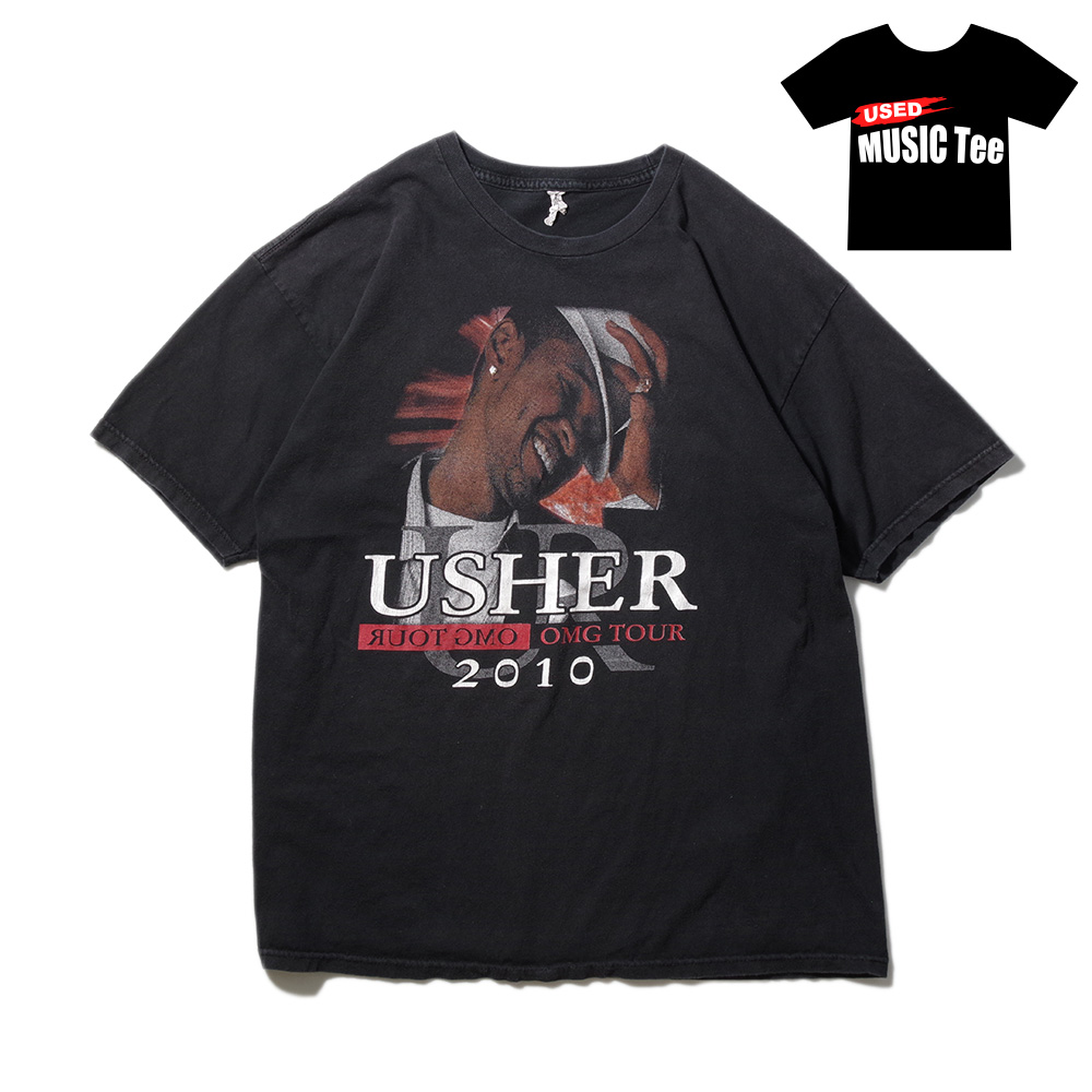 USED MUSIC Tee USHER 2010 Tour Tee アッシャー ツアーTee ブラック L