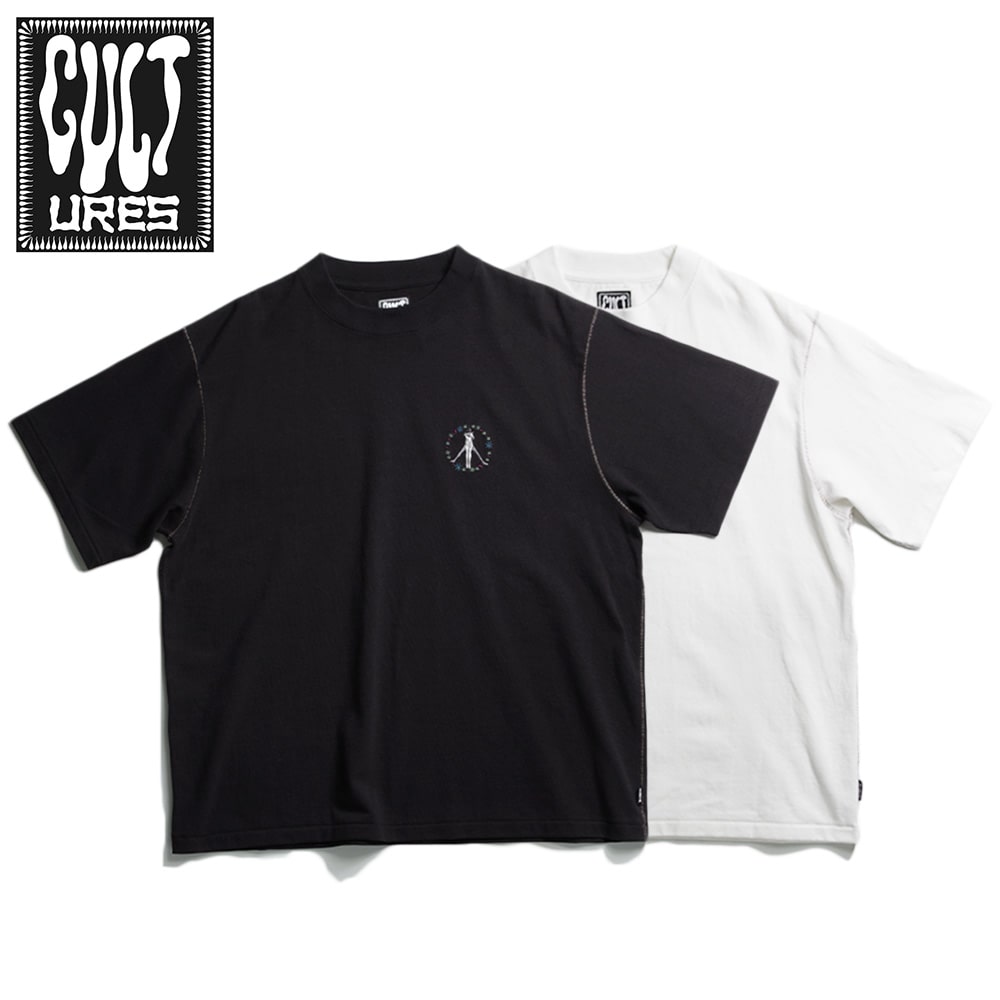 【CULTURES(カルチャーズ)】PEACE SIGN S/S Tee ピースサイン 刺繍 半袖Tシャツ