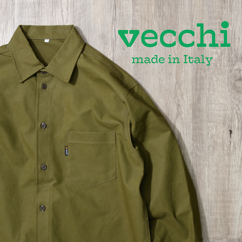 【vecchi(ベッキ)】Made In Italy Work Shirts LIMITED FABRIC イタリア製 ワークシャツ 限定生地 ハンガリーミリタリーカラー
