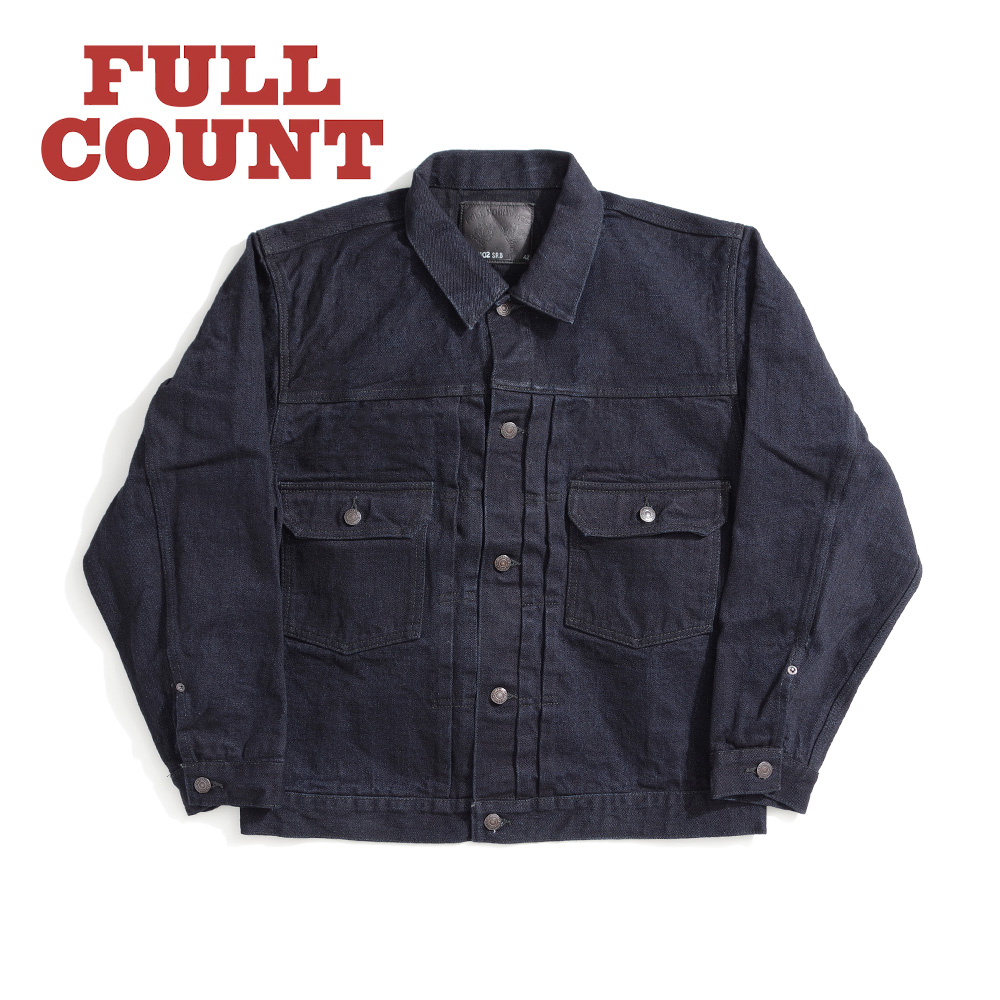 【FULLCOUNT フルカウント】2102SRB Type2 Super Rough Indigo × Black ONE WASH スーパーラフ インディゴ×ブラック デニムジャケット 2nd ジージャン ワンウォッシュ