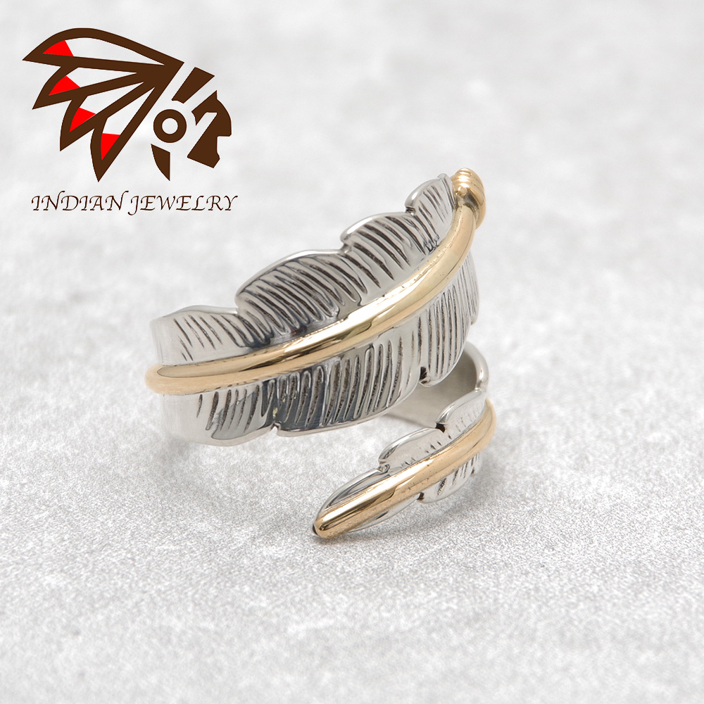 【INDIAN JEWELRY インディアンジュエリー】Navajo Feather Ring ANNE VALENCIA ナバホ族 フェザーリング アン・ヴァレンシア作 14KGF