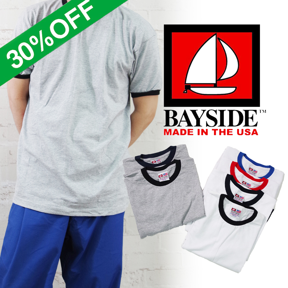 【BAYSIDE ベイサイド】Made In USA S/S RINGER CREW アメリカ製 リンガークルーTeeシャツ
