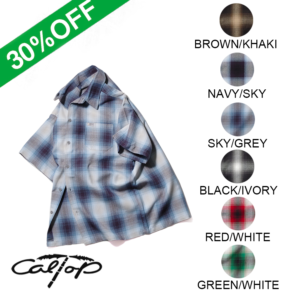 【CalTop キャルトップ】Made In USA OMBRE CHECK S/S SHIRT アメリカ製 オンブレチェック半袖シャツ