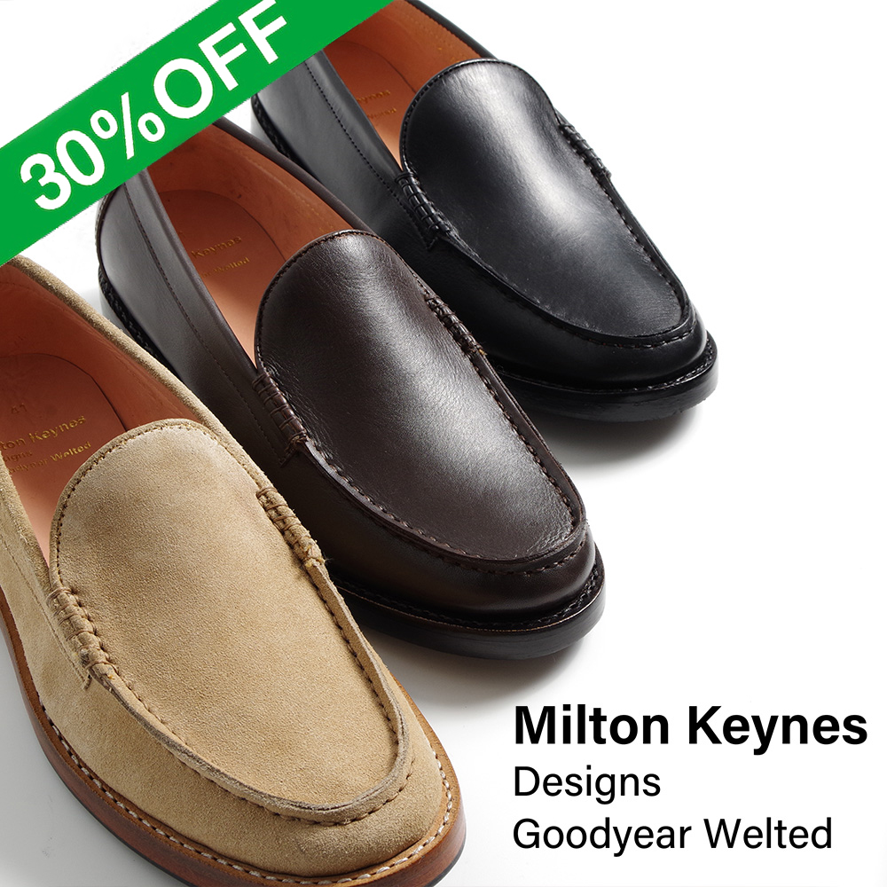 【Milton Keynes ミルトンキーンズ】コブラヴァンプ レザースリッポンシューズ rubber sole