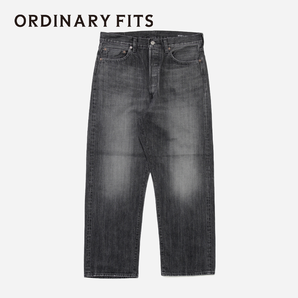 【ORDINARY FITS(オーディナリーフィッツ)】LIMITED MODEL 5PKT BLACKJEANS 117 TYPE LOOSE USED 限定モデル 5ポケットブラックジーンズ 117 タイプルーズ ユーズド加工