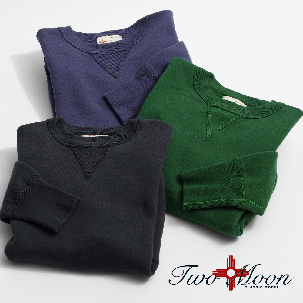 【TWO MOON トゥームーン】92022 SEASON COLOR LOOPWHEEL FLATSEAMER SWEATSHIRT Double V Gusset シーズンカラー 吊り編み フラットシーマー 両Vスウェット