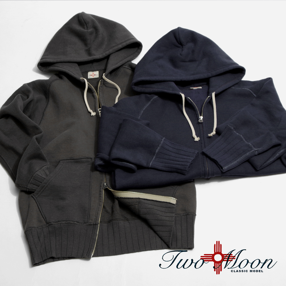 【TWO MOON トゥームーン】16504 LOOPWHEEL FLATSEAMER FULLZIP SWEAT HOODIE 吊り編み フラットシーマー フルジップスウェットフーディ