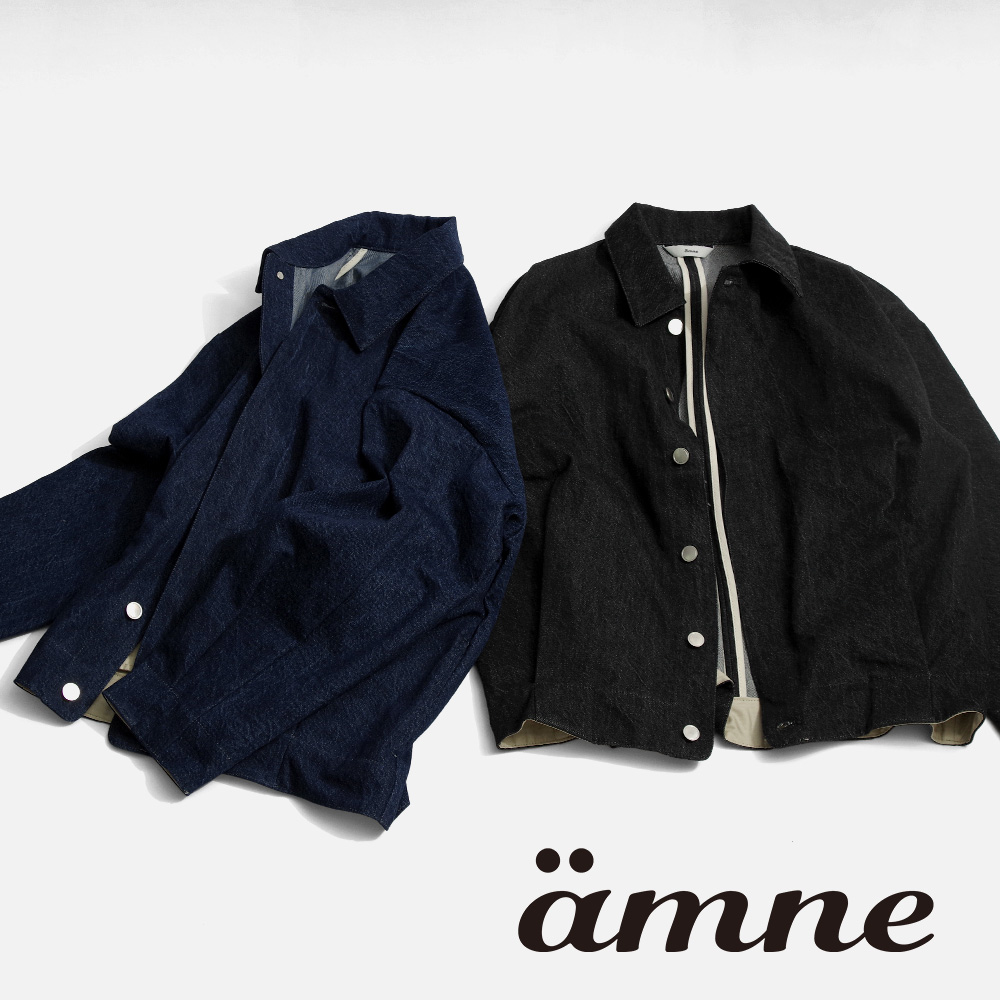 【ämne アンヌ】Pre-wash DENIM pleats blouson プレウォッシュ デニム プリーツブルゾン
