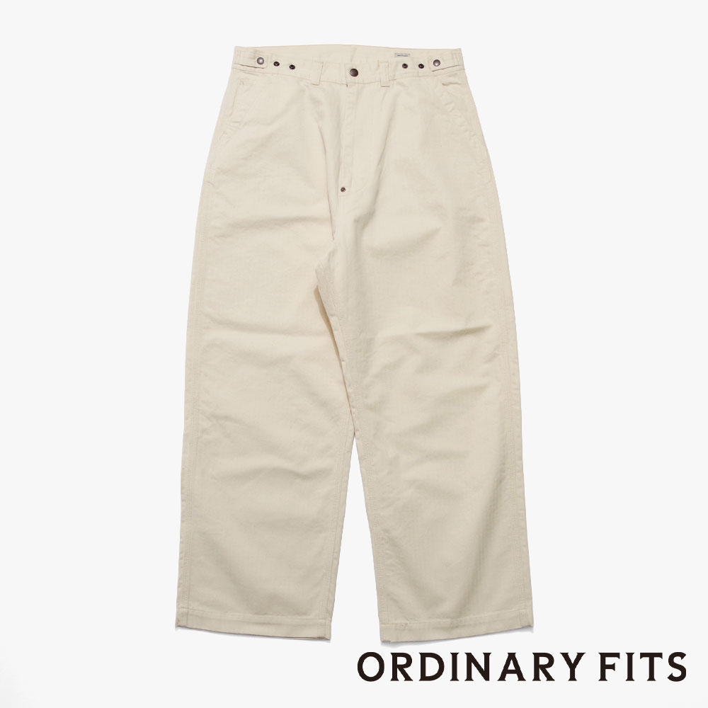 【ORDINARY FITS オーディナリーフィッツ】BELL PANTS ECRU HERRINGBONE No paint ベルパンツ エクリュヘリンボーン ペンキ飛び無し