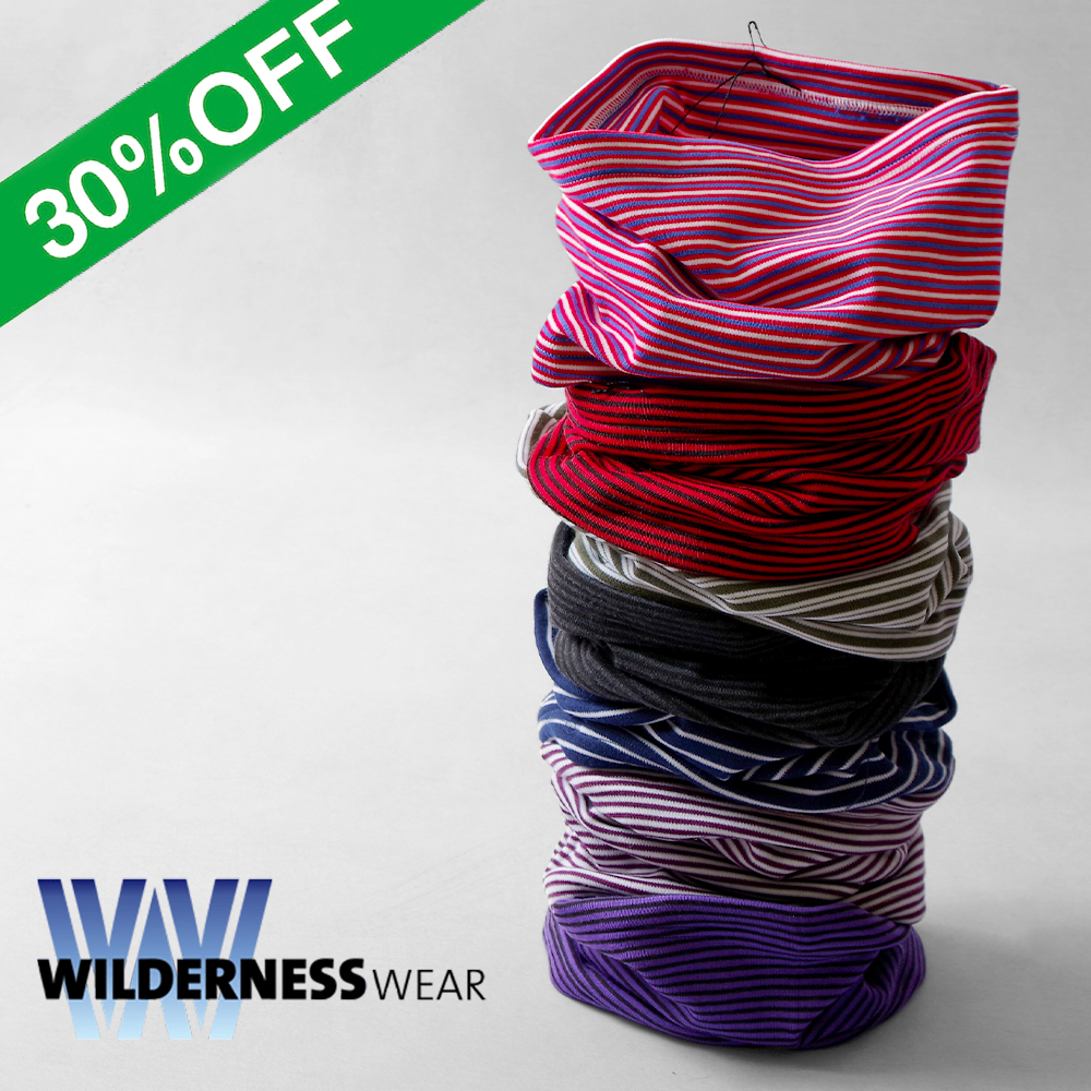 【WILDERNESS WEAR ウィルダーネスウェア】Polypro+190 2 Layer Neck Warmer Stripe ポリプロピレン 2レイヤー ネックウォーマー ストライプ