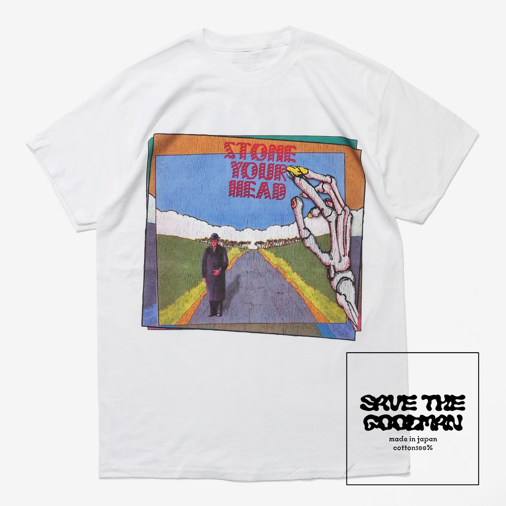 【SAVE THE GOODMAN セイヴザグッドマン】Graphic Art Tee “STONE YOUR HEAD” グラフィックアート Tシャツ ストーンユアヘッド