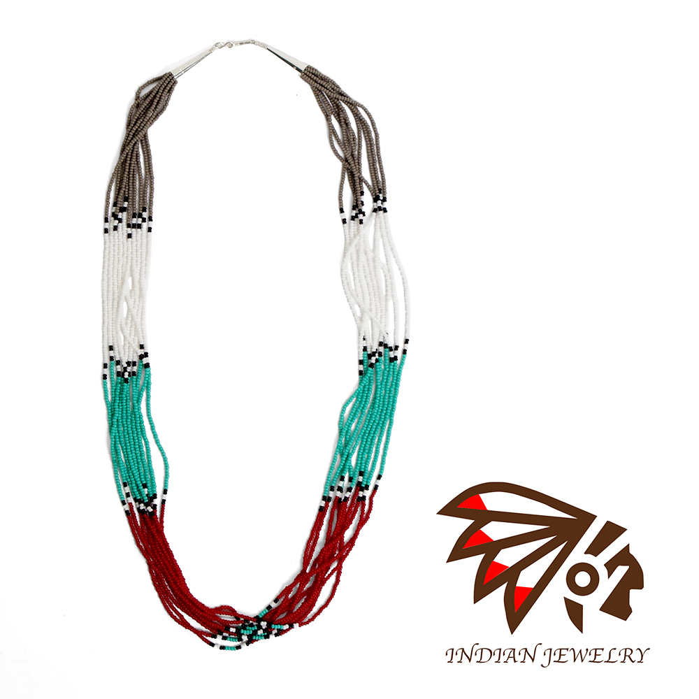 【INDIAN JEWELRY インディアンジュエリー】Navajo 10strand seed beads necklace Nellie Brown ナバホ 10連 シードビーズネックレス ネリー・ブラウン作