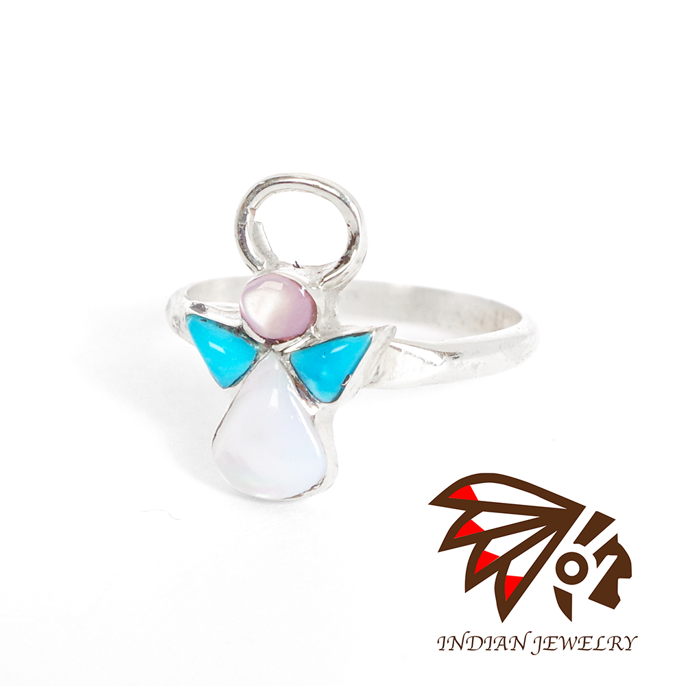 【INDIAN JEWELRY インディアンジュエリー】Zuni inlaid angel ring Claidia Shetima ズニ インレイ エンジェルリング クラウディア・シェティマ作