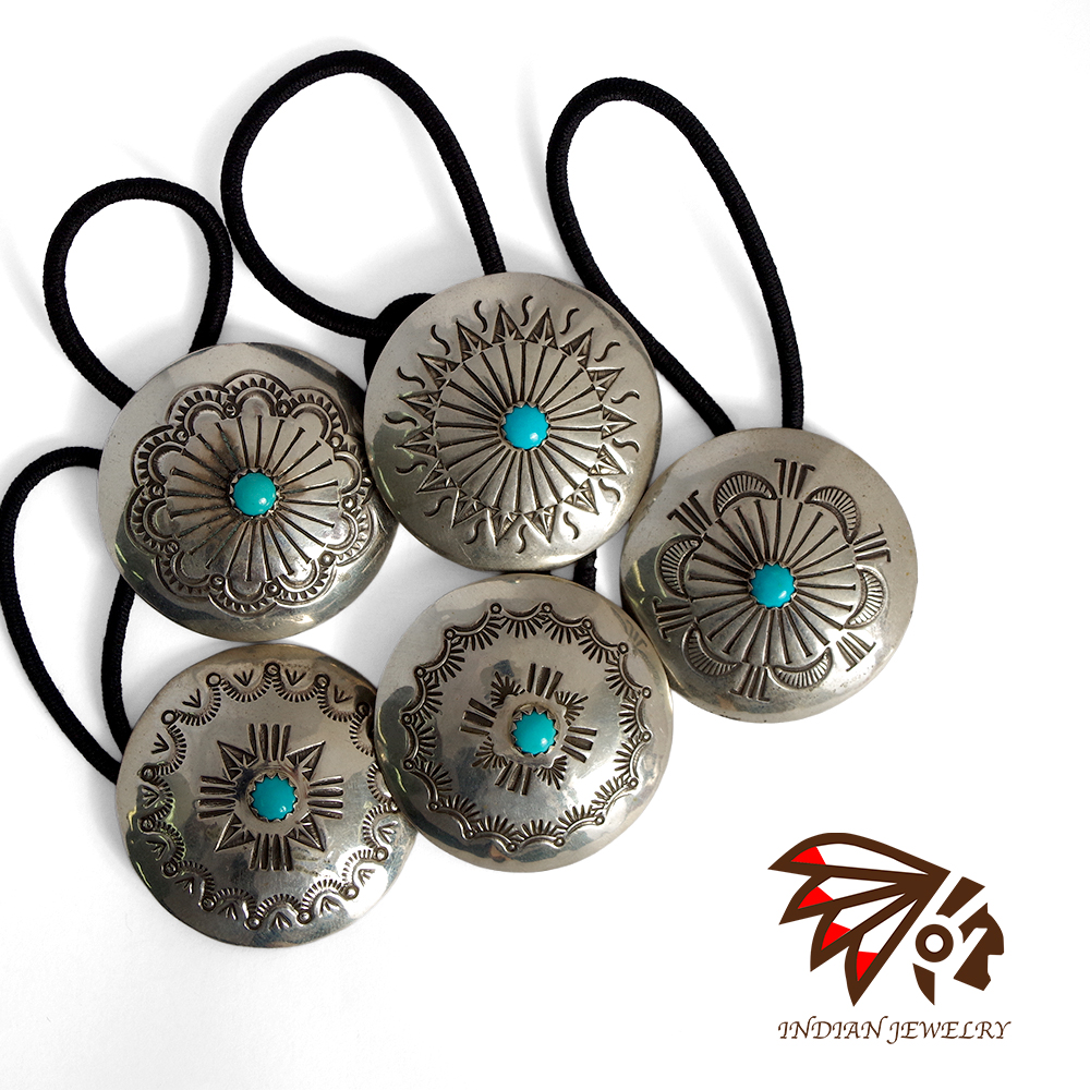 【INDIAN JEWELRY インディアンジュエリー】Navajo Silver Turquoise Concho Anrnold Blackgoat ナバホ シルバーターコイズコンチョ アーノルド・ブラックゴート
