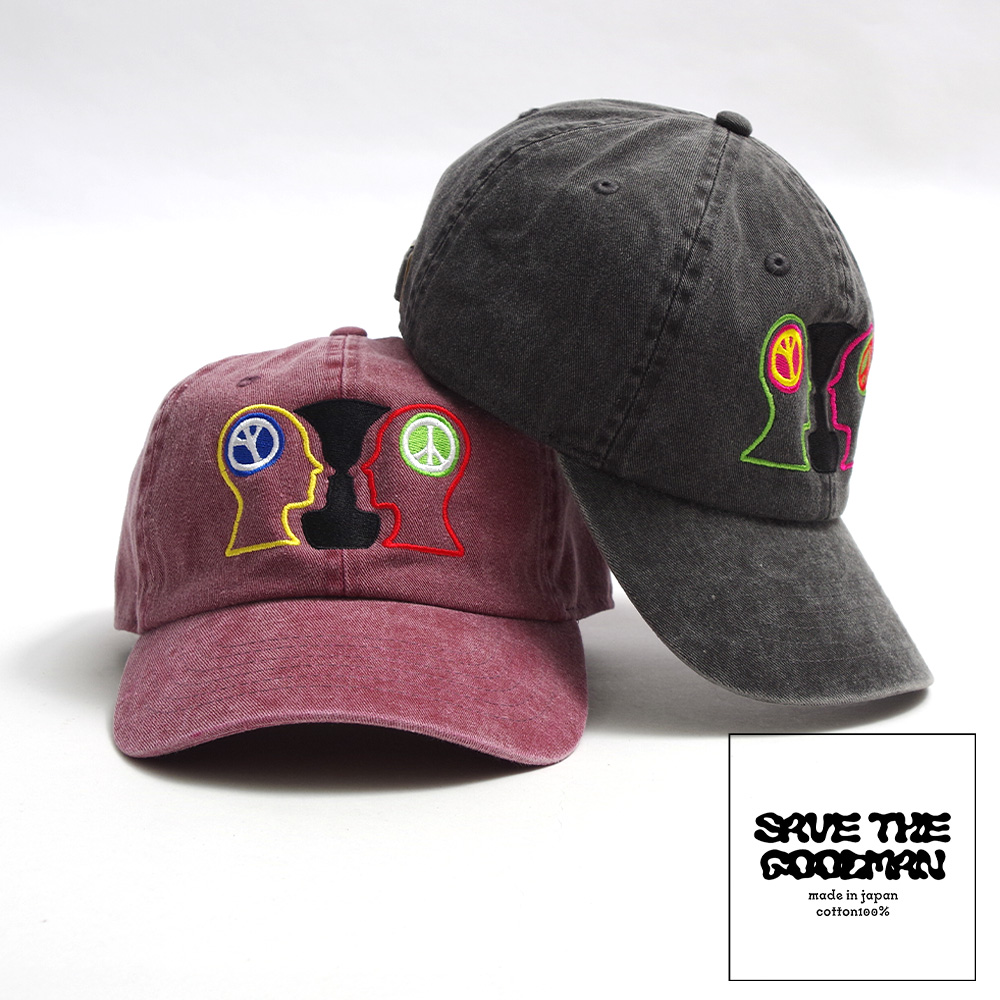 【SAVE THE GOODMAN セイヴザグッドマン】Graphic Art embroidery Cap “Rubin’s Peace” グラフィックアート刺繍キャップ ルビンズピース