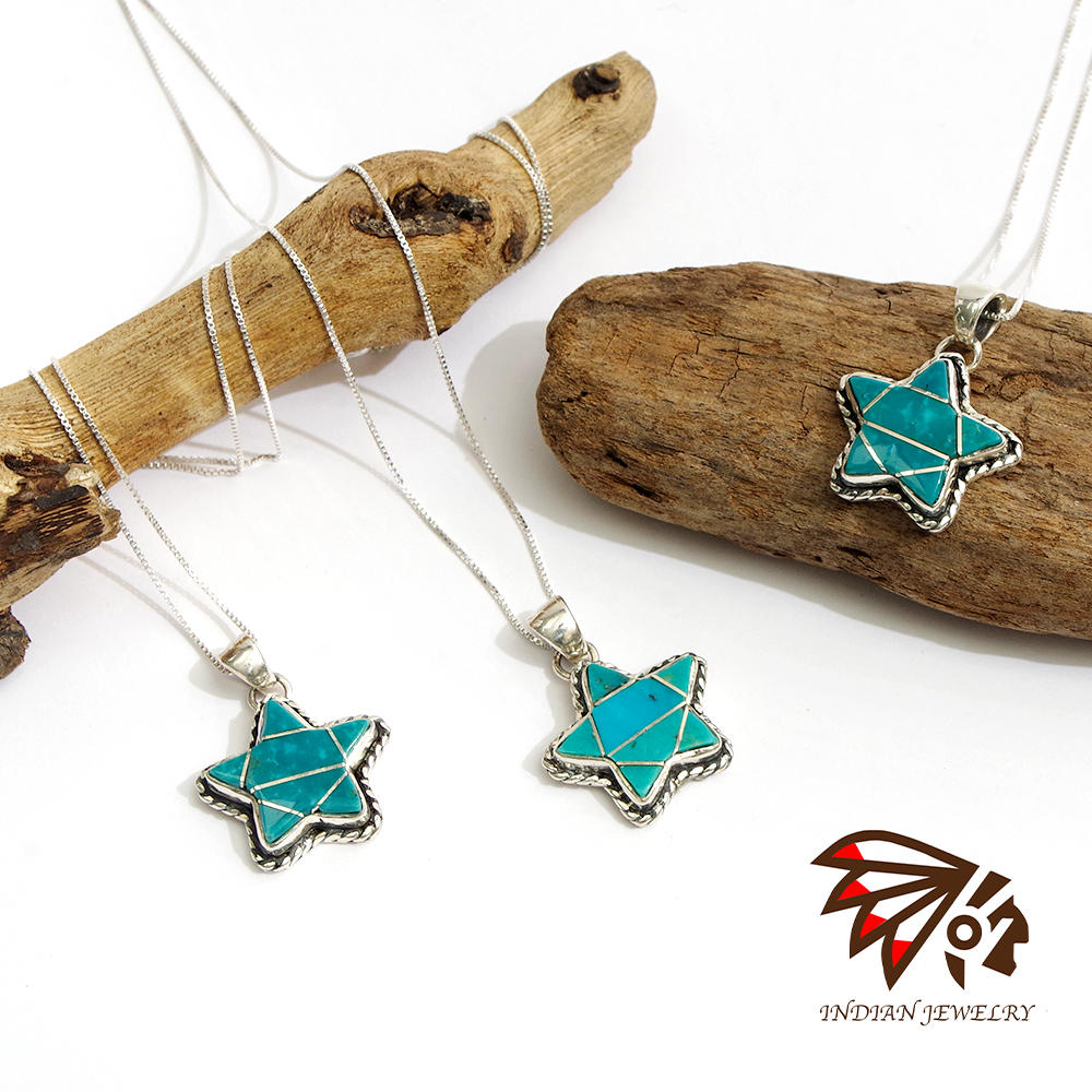 【INDIAN JEWELRY インディアンジュエリー】Navajo Turquoise Star pendant James Maygoats ナバホ ターコイズ スターペンダント ジェームス・メイゴート作