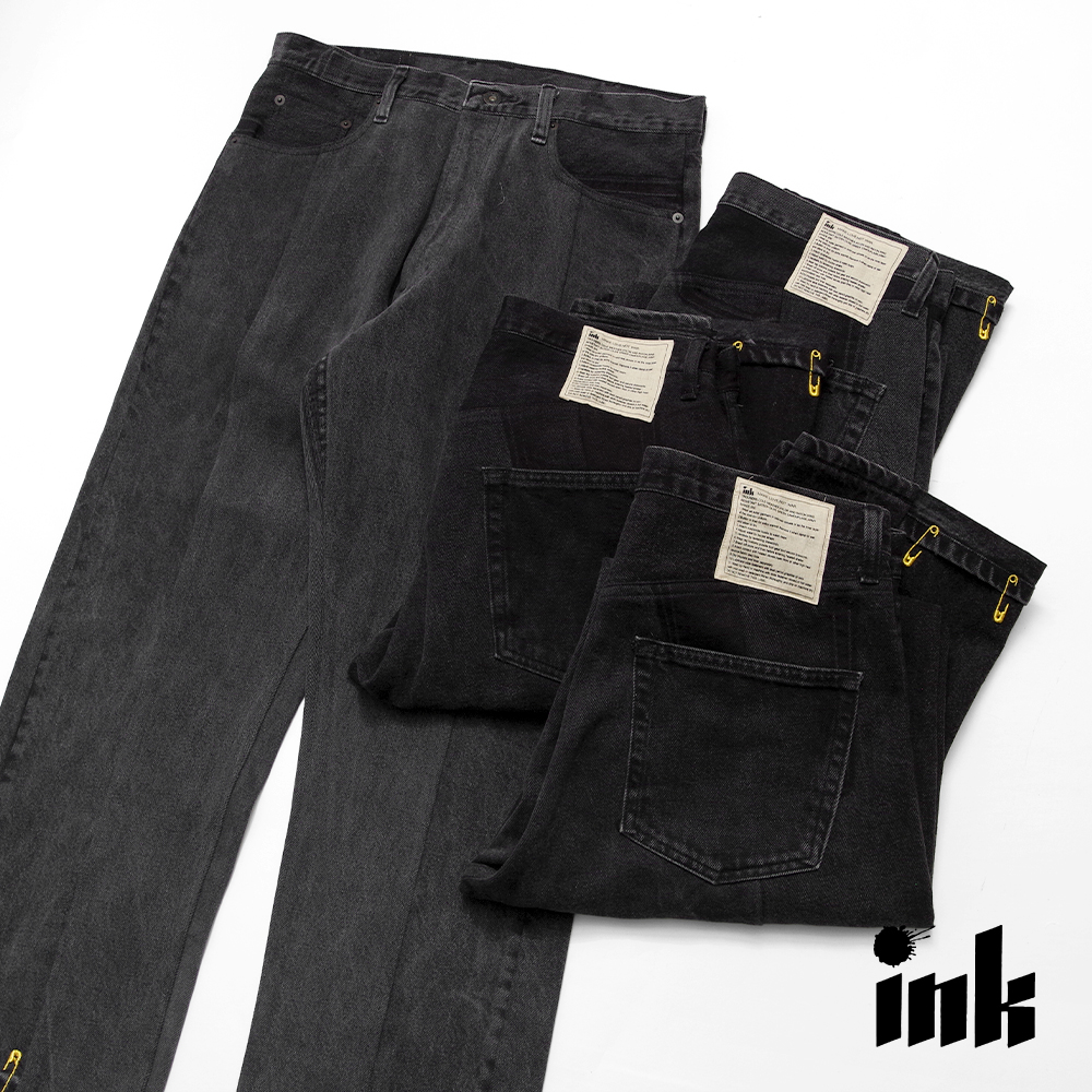 【 ink インク】FAKE SAFETY PIN 5P PANTS BLACK フェイクセイフティピン 5ポケットパンツ ブラック