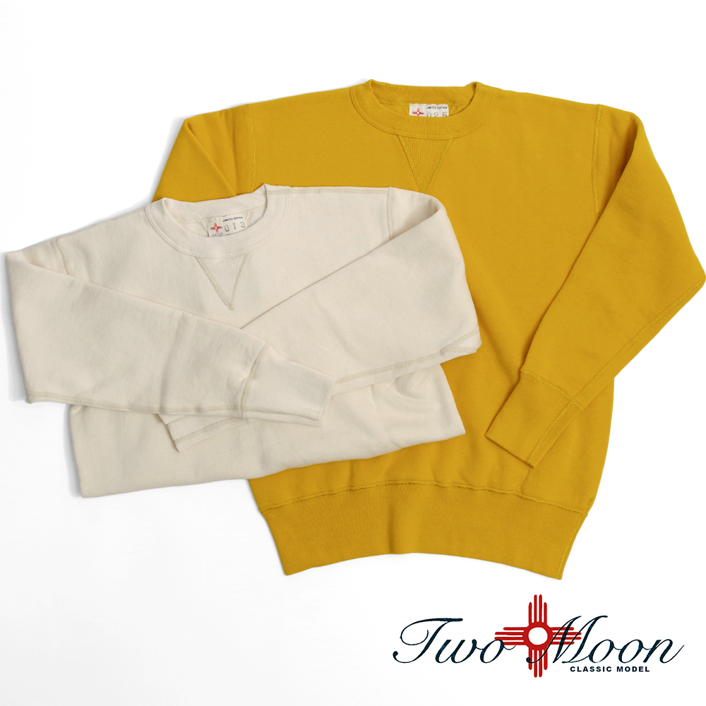 【TWO MOON トゥームーン】92022 26FW-3 SEASON COLOR LOOPWHEEL FLATSEAMER SWEATSHIRT Double V Gusset 26秋冬-3 シーズンカラー 吊り編み フラットシーマー 両Vスウェット