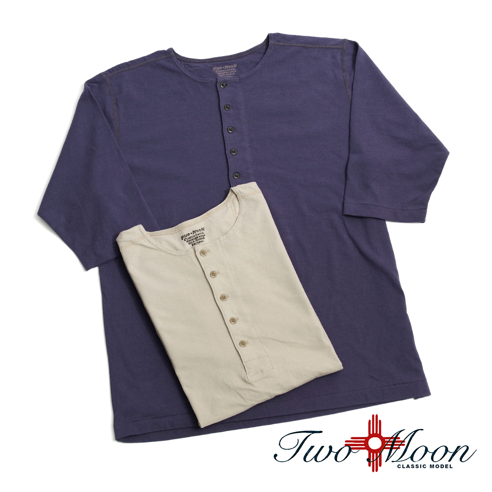 【TWO MOON トゥームーン】 20277-26FW Half sleeve henley neck Tee 26秋冬 5分袖 ヘンリーネック Tシャツ