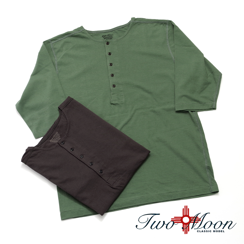 【TWO MOON トゥームーン】 20277 limited amount color Half sleeve henley neck Tee 数量限定カラー 5分袖 ヘンリーネック Tシャツ